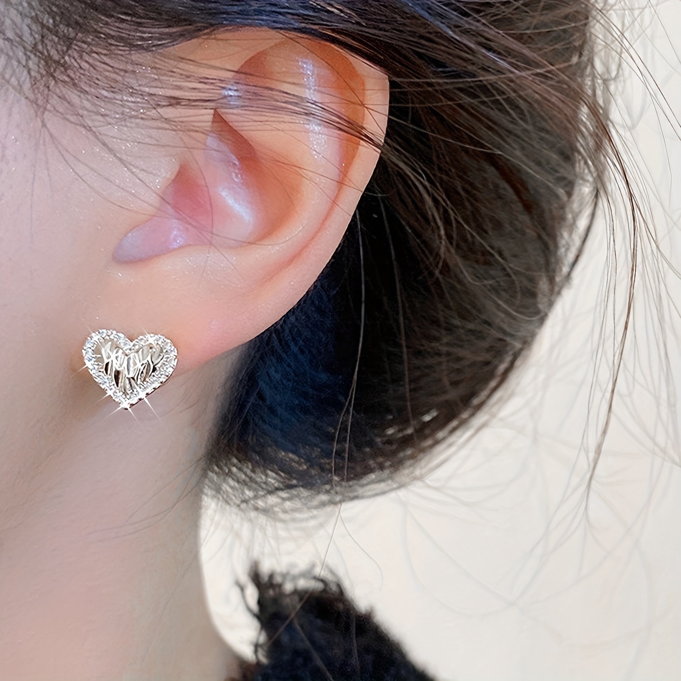 Pleated Rhinestone Love Earrings for Events